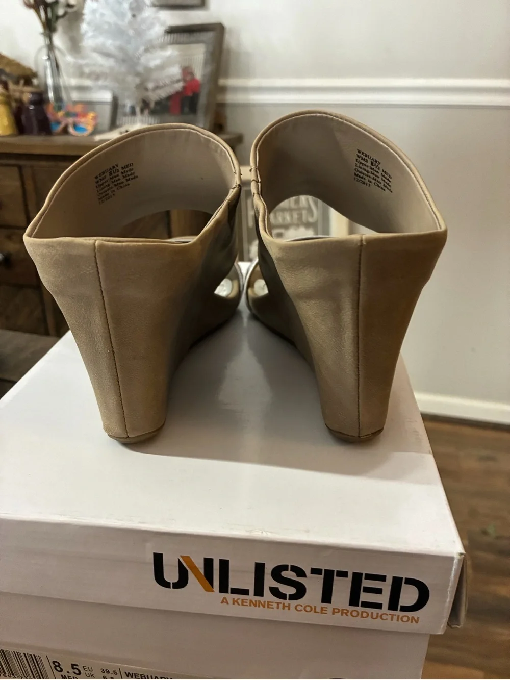 Unlisted by Kenneth Cole Tan and Metallic Beige Wedge Sandals